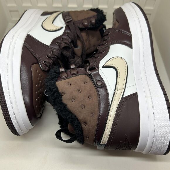 Nike Air Jordan 1 Mid SE Shoes Youth Size 6.5Y Brown Sherpa Fleece DC7723-200 - Picture 10 of 14